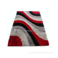 150d Silky Shaggy Carpet, Red Polyester Hand-tufted Patterned Area Rugs, Viscose Pile Rug